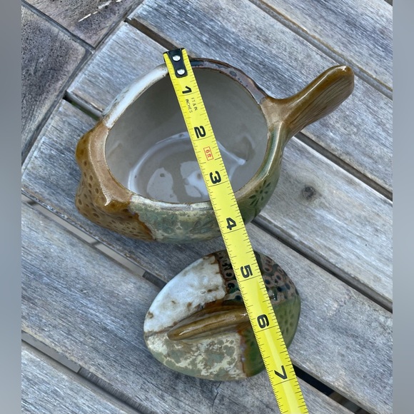 Pier 1 Imports Fish Stoneware Pottery Lidded Jar / Candy Dish - Picture 6 of 8